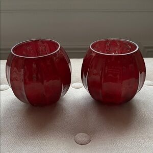 NWT! Pottery Barn eclectic mercury glass candle holder set of two- red